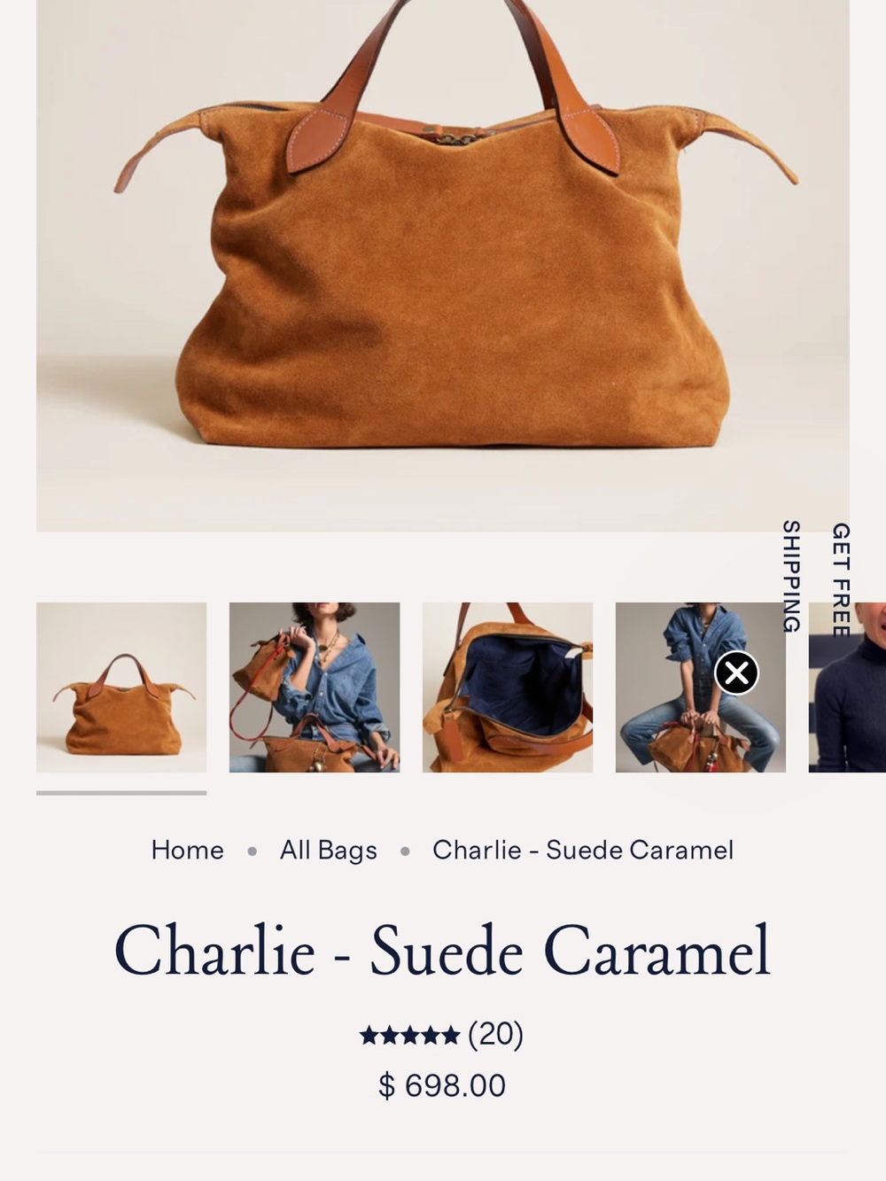 Parker Thatch NAVY Suede Charlie Handbag - Picture 5 of 13